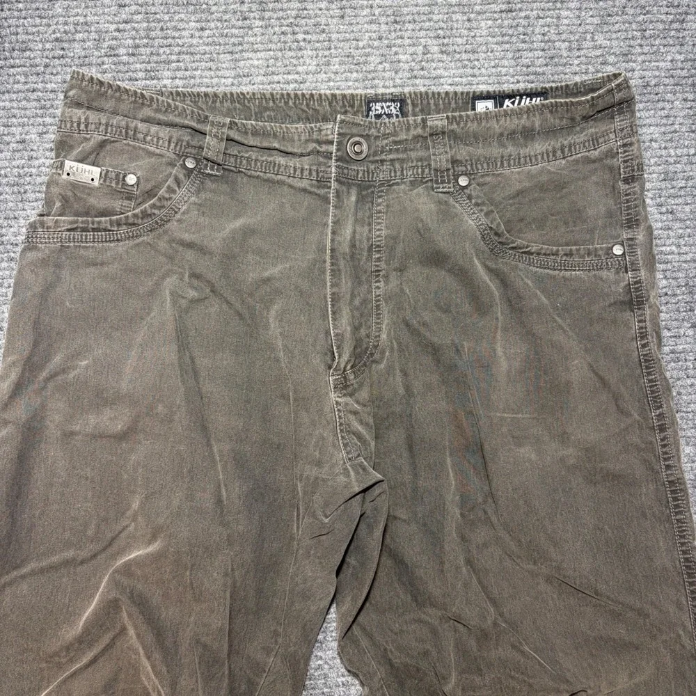Kuhl Rydr Mens 35x32 Charcoal Grey Brown Cotton Twill Outdoor Hiking Pants